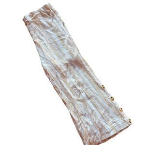 NEW DIRECTIONS Striped Wide Leg Cropped Pants Womens Size L‎ Button Accent